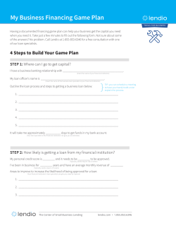 My Business Financing Game Plan