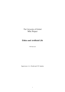 Ethics and artificial life - Department of Computer Science