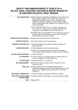 Protocol for Trials of the Killed Oral Cholera Vaccine in