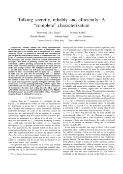 Talking secretly, reliably and efficiently: A &ldquo;complete&rdquo; characterization