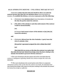 416.26 AFFIRMATIVE DEFENSE &ndash; UNILATERAL MISTAKE OF FACT