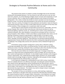 Strategies to Promote Positive Behavior at Home and in the