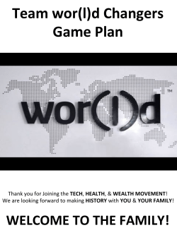 Team wor(l)d Changers Game Plan
