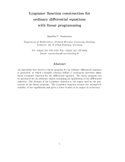 Lyapunov function construction for ordinary differential equations