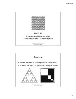 Fractals and Cellular Automata - Carnegie Mellon School of