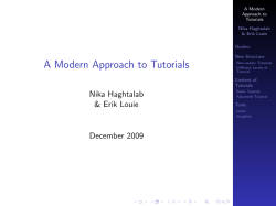 A Modern Approach to Tutorials