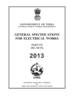 CPWD General Specifications for Electrical Works Part VII D.G. Sets