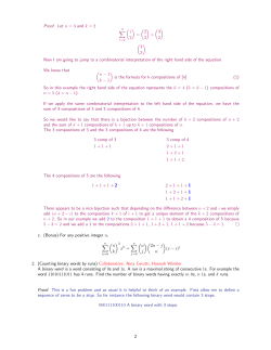 k x = j n (x i) 2. (Counting binary words by runs) Collaborators: Nina