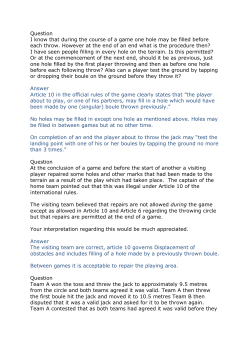 Question I know that during the course of a game one hole may be