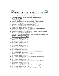2012 Dixie Hornet Football Important Dates