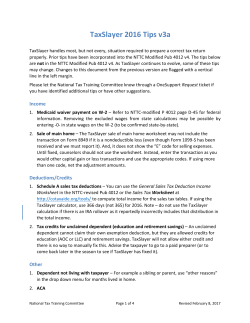 TaxSlayer 2016 Tips v3a - AARP Tax-Aide