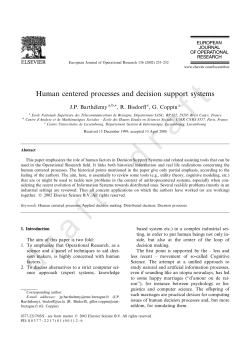 Human centered processes and decision support systems
