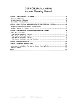 about module planning - University of Leicester