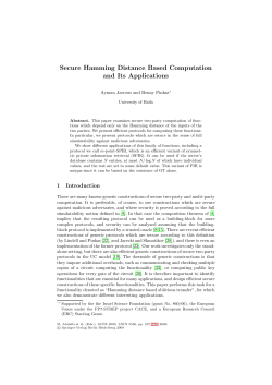 Secure Hamming Distance Based Computation