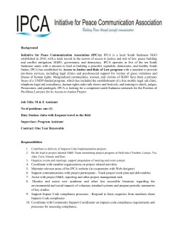 Background Initiative for Peace Communication Association (IPCA