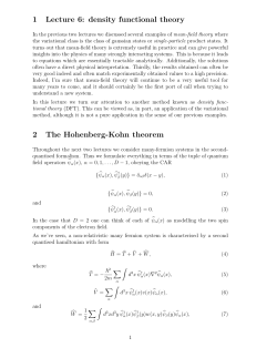 1 Lecture 6: density functional theory 2 The Hohenberg