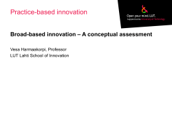Practice-based Innovation. Insights, Applications and Policy