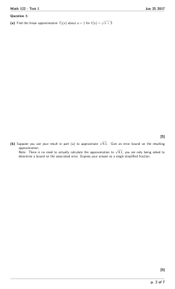 Math 122 - Test 1 Jan 25 2017 Question 1: (a) Find the linear