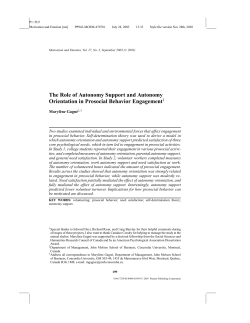 The Role of Autonomy Support and Autonomy Orientation in