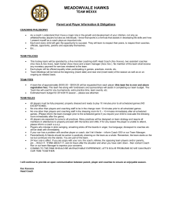 House League Welcome Sheet