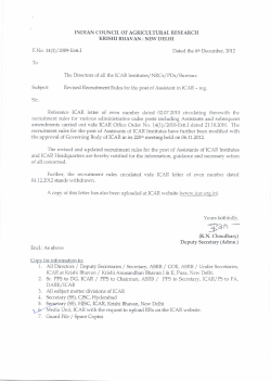KRISHI BHAVAN: NEW DELHI Reference ICAR letter of even