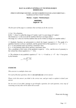 Devoir en Temps Libre N&deg;1 (DL1)