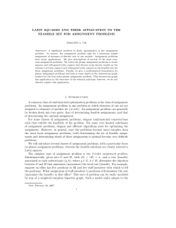 LATIN SQUARES AND THEIR APPLICATION TO THE FEASIBLE