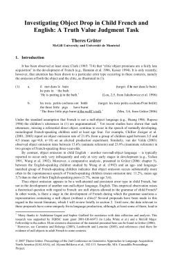 Investigating Object Drop in Child French and English: A Truth Value