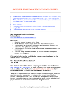 GAMES FOR TEACHING SCIENCE AND MATH CONCEPTS The