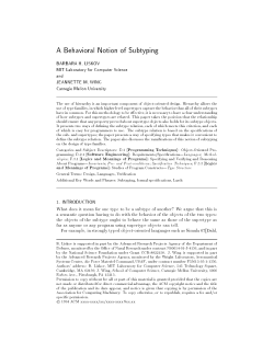 A Behavioral Notion of Subtyping