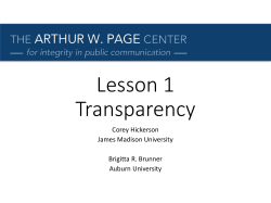 Lesson 1 Transparency - Public Relations Ethics
