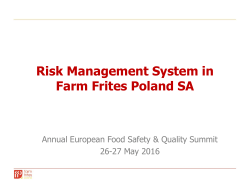 Risk Management - Food Sure Summit