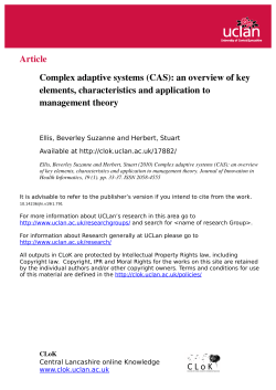 Article Complex adaptive systems (CAS): an overview of key
