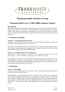 Tiromoana Bush Year 2 (2006-2007) Work Plan