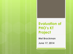 Evaluation of PHO`s KT Project