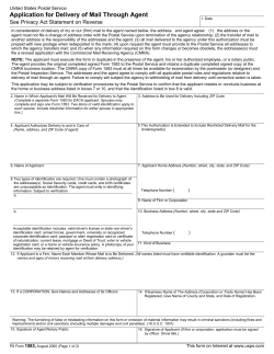 Application for Delivery of Mail Through Agent