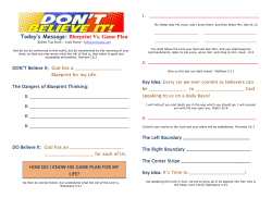 Today`s Message: Blueprint Vs. Game Plan