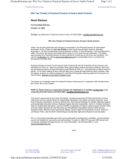 News Release Page 1 of 1 PracticalFarmers.org | Win Two Tickets to