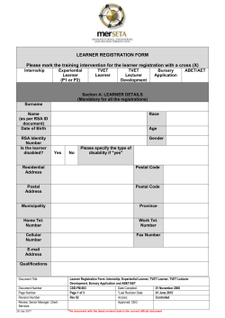 Apprenticeship Registration Form (Learnership Agreement)