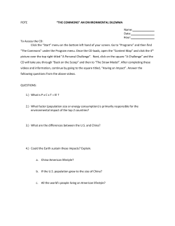 POTE &ldquo;THE COMMONS&rdquo; AN ENVIRONMENTAL DILEMMA Name