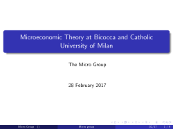 Microeconomic Theory at Bicocca and Catholic University of Milan