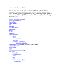 Instructions for Authors of JMIR - Journal of Medical Internet Research
