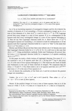 LAGRANGE`S THEOREM WITH N "3 SQUARES Let A be an