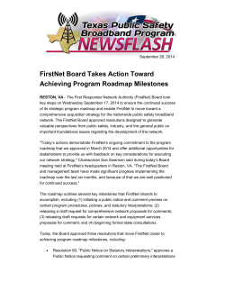 FirstNet Board Takes Action Toward Achieving Program Roadmap