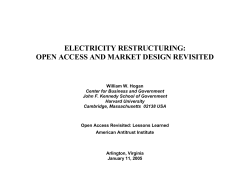 electricity restructuring: open access and market design revisited