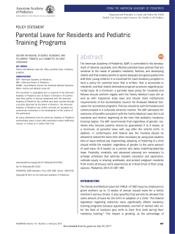 Parental Leave for Residents and Pediatric Training