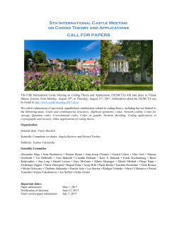 5th International Castle Meeting on Coding Theory and Applications