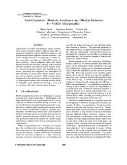Task-consistent obstacle avoidance and motion behavior for mobile