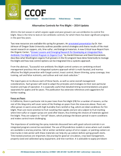 Alternative Controls for Fire Blight &ndash; 2014 Update