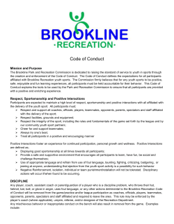 Code of Conduct Mission and Purpose The Brookline Park and